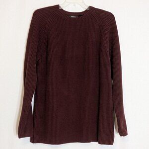 CLAIBORNE Burgundy Cable Knit Pull-On Sweater; Size XL